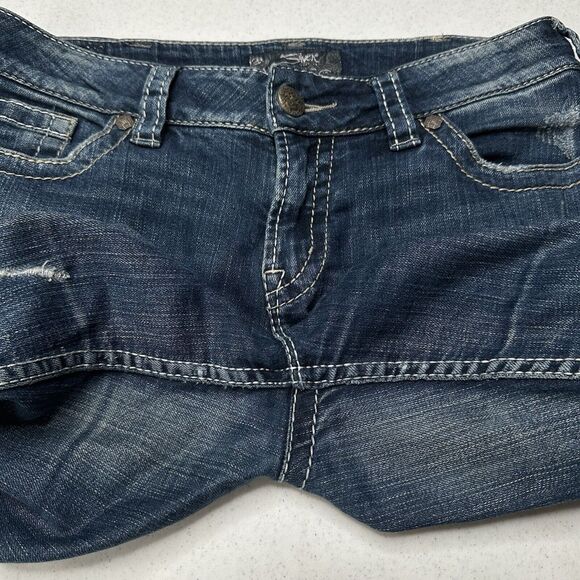 Silver Jeans Womens 30 Suki Boot Surplus Blue Bootcut Denim Western Gold Sequins - Picture 15 of 15